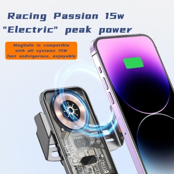 C11 Car 15W Automatically Open Transparent Type-C Wireless Charger Stand, C11 (Blue), C11 (Gold), C11 (Gray) - Image 5