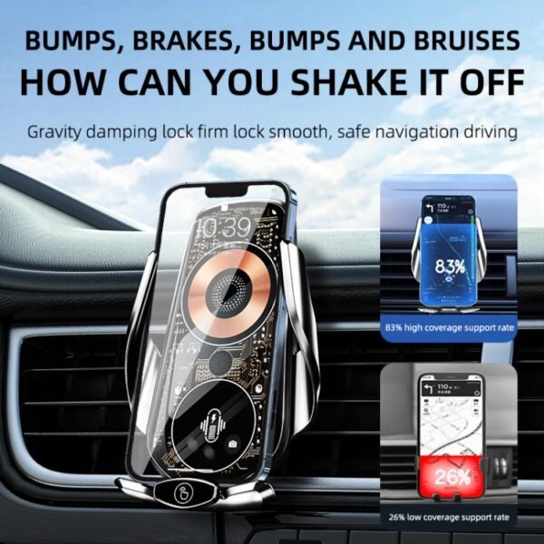 Q7 Magnetic Wireless Fast Charging Car Mobile Phone Charger Bracket, Q7 (Black), Q7 (Silver) - Image 3
