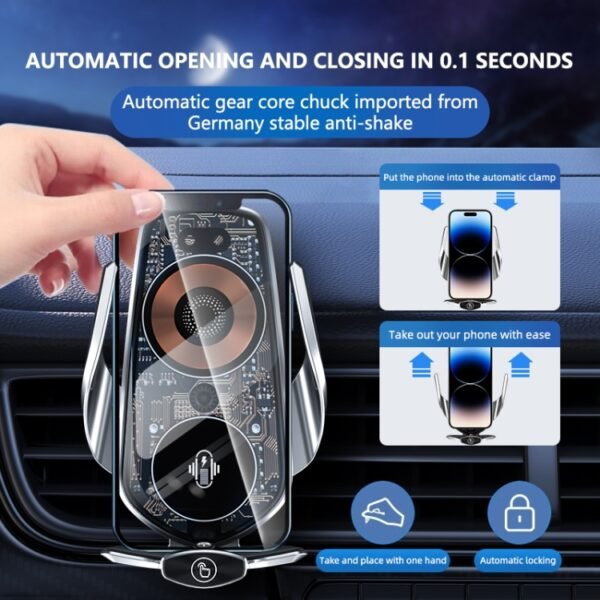 Q7 Magnetic Wireless Fast Charging Car Mobile Phone Charger Bracket, Q7 (Black), Q7 (Silver) - Image 4