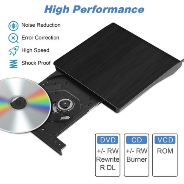 BT638 Notebook Desktop External USB 3.0 Portable CD Player CD-RW Optical Drive Burner - Image 2