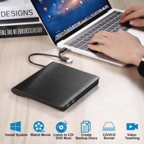 BT638 Notebook Desktop External USB 3.0 Portable CD Player CD-RW Optical Drive Burner - Image 6