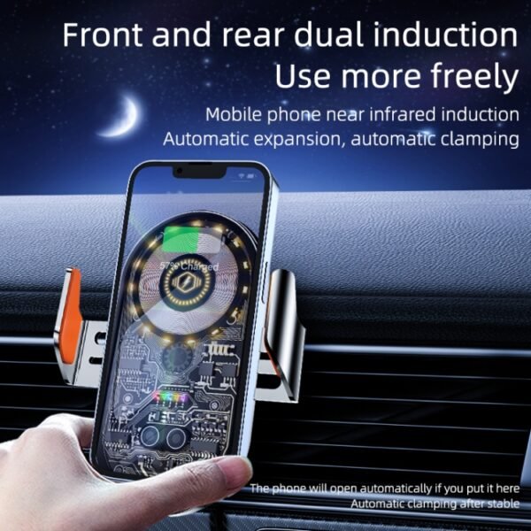 C13 Wireless Car Charger 15W Car Charging Station Automatic Induction Phone Holder Bracket - Image 2