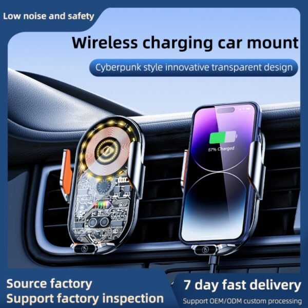 C13 Wireless Car Charger 15W Car Charging Station Automatic Induction Phone Holder Bracket - Image 3