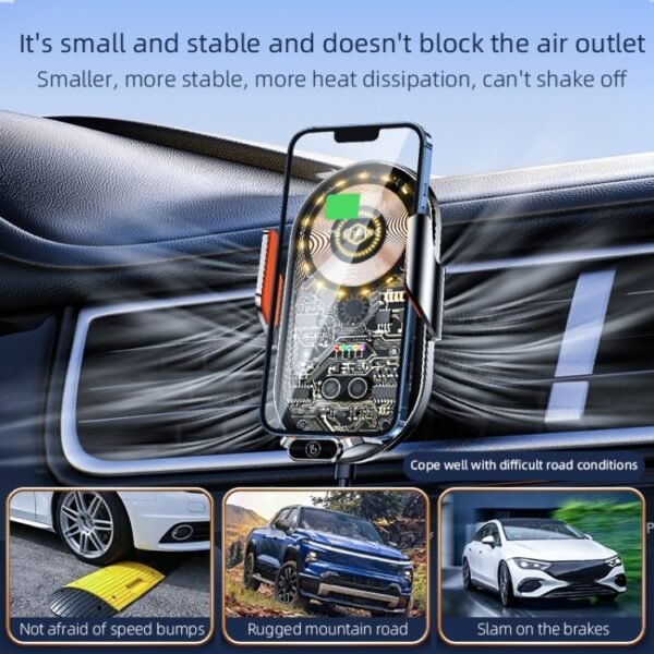 C13 Wireless Car Charger 15W Car Charging Station Automatic Induction Phone Holder Bracket - Image 6