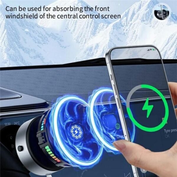 X19 Car Phone Holder 15W Wireless Charging Vacuum Suction Cooling Magnetic Phone Stand, X9 (Black), X9 (Silver) - Image 7