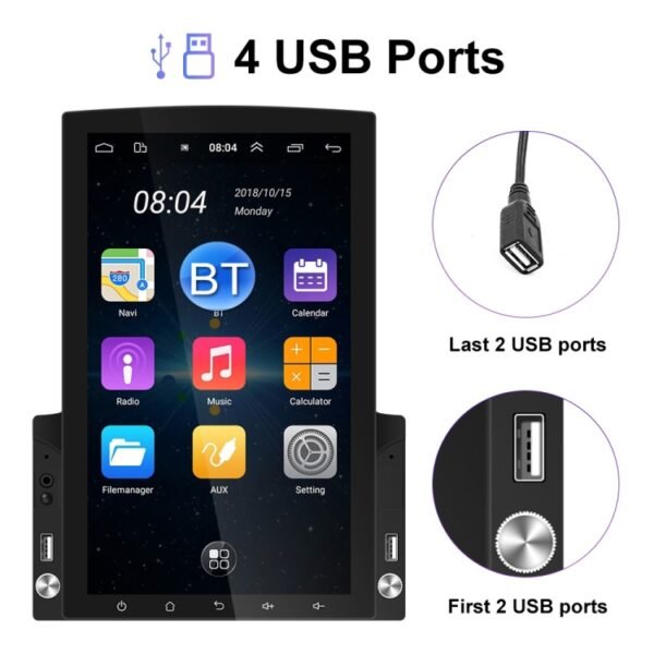 9.7 inch Vertical Screen HD 2.5D Glass Car MP5 Player Android Navigation All-in-one Machine, Standard, Standard+4 Lights Camera, Standard+8 Lights Camera, Standard+12 Lights Camera - Image 7