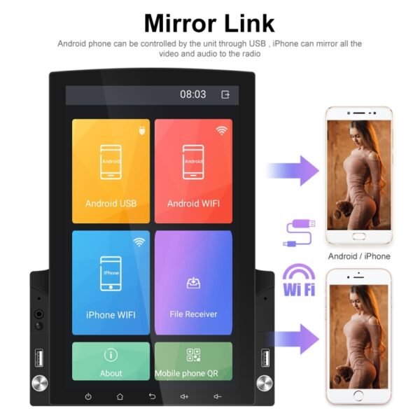 9.7 inch Vertical Screen HD 2.5D Glass Car MP5 Player Android Navigation All-in-one Machine, Standard, Standard+4 Lights Camera, Standard+8 Lights Camera, Standard+12 Lights Camera - Image 10