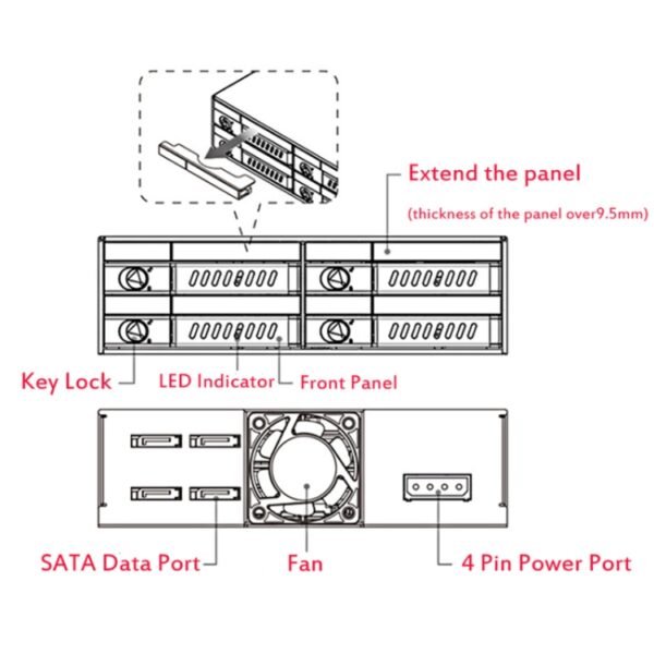 OImaster MR-6401 Four-Bay Chassis Built-In Optical Drive Hard Disk Box - Image 10