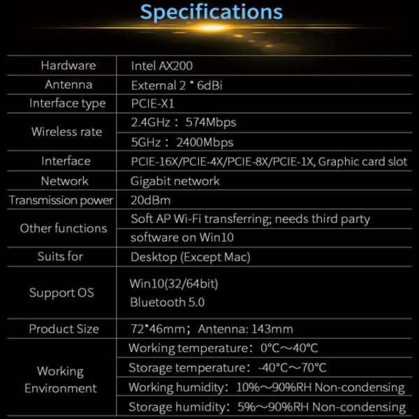 COMFAST Gaming Game 3000Mbps Gigabit Dual-Frequency Wireless Desktop Computer PCIE Wireless Network Card, AX200, AX200 PRO - Image 10