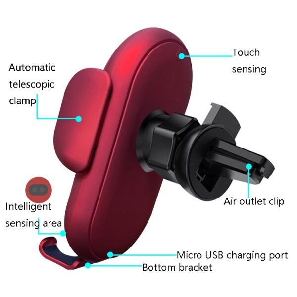 Smart Infrared Sensor Car Wireless Charger Car Holder Mobile Phone Wireless Charger, Black, Red, Yellow, Blue, Black  (With Suction Cup Bracket), Red  (With Suction Cup Bracket), Yellow  (With Suction Cup Bracket), Blue  (With Suction Cup Bracket) - Image 3