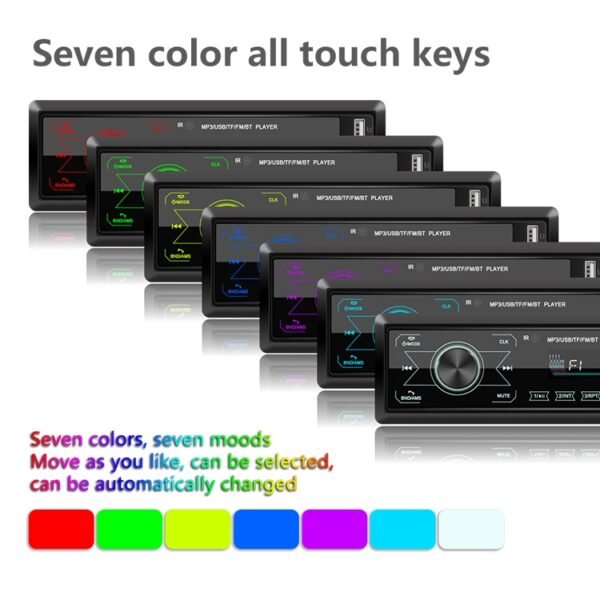 A2818 Car Bluetooth Speakerphone Car MP3 Player Function Touch Double U Disk Colorful Lights Radio, Specification:, Standard, Standard+8G Memory Card, Standard+16G Memory Card, Standard+32G Memory Card - Image 4