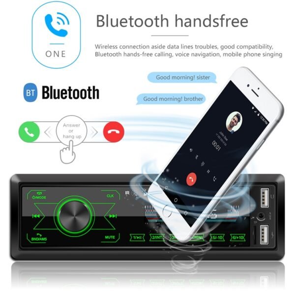 A2818 Car Bluetooth Speakerphone Car MP3 Player Function Touch Double U Disk Colorful Lights Radio, Specification:, Standard, Standard+8G Memory Card, Standard+16G Memory Card, Standard+32G Memory Card - Image 6