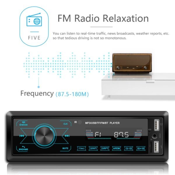A2818 Car Bluetooth Speakerphone Car MP3 Player Function Touch Double U Disk Colorful Lights Radio, Specification:, Standard, Standard+8G Memory Card, Standard+16G Memory Card, Standard+32G Memory Card - Image 7