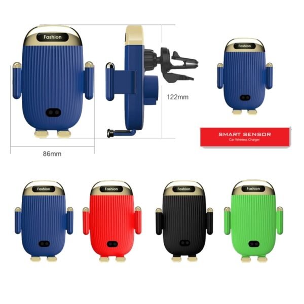 S18 15W Car Wireless Charger Phone Holder, Black, Red, Blue, Green, Black With Suction Cup Bracket, Red  With Suction Cup Bracket, Blue  With Suction Cup Bracket, Green  With Suction Cup Bracket - Image 2