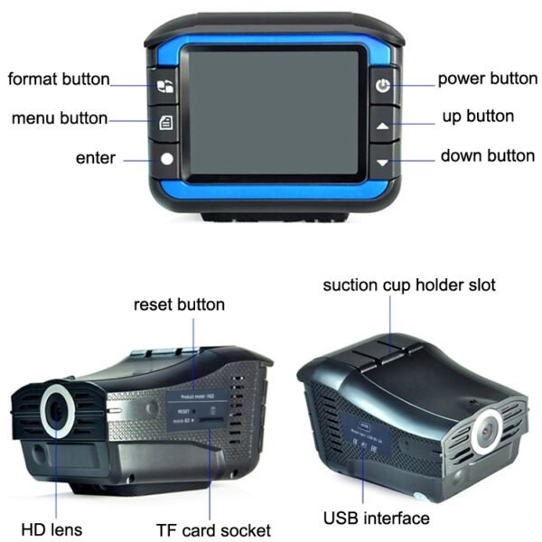 VG3 2 In 1 Electronic Dog Driving Recorder Vehicle Mobile Radar Warning Device - Image 5