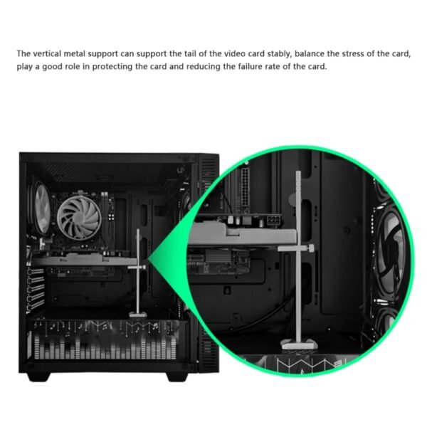 Aluminum Alloy Vertical Graphics Card Protection Support Bracket, Black, Silver - Image 2