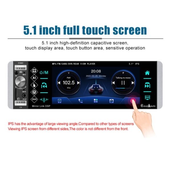 A2905 5.1 inch IPS Capacitive Screen Single Butt Carplay Player, Style:, Standard, Standard+4 Light Camera, Standard+8 Light Camera, Standard+12 Light Camera, Standard+AHD Light Camera - Image 3