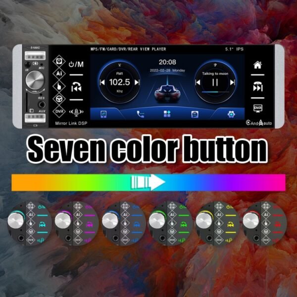 A2905 5.1 inch IPS Capacitive Screen Single Butt Carplay Player, Style:, Standard, Standard+4 Light Camera, Standard+8 Light Camera, Standard+12 Light Camera, Standard+AHD Light Camera - Image 6