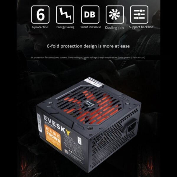 EVESKY  700WS  ATX 12V Computer Power Supply With 12cm Fan - Image 3