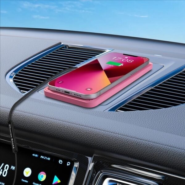Car Waterproof Wireless Charger With Additional Cover And Anti-slip Mat, C1PRO Pink - Image 6
