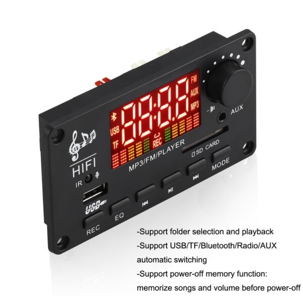 JX-Y04 12V 50W Color Screen Bluetooth Decoding Board,Support FM / Call / Recording, JX-Y04 White, JX-Y04 Black, JX-Y04 Black White - Image 5