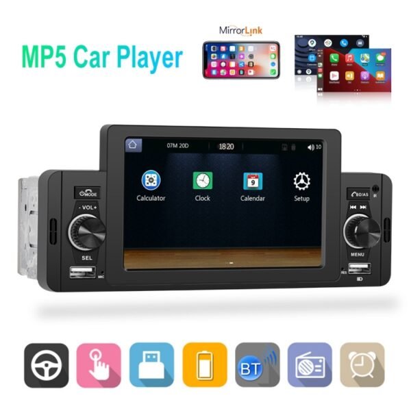 F133 5 inches Car MP5 Wired CarPlay Universal Bluetooth Player With Microphone, Style:, 5 inches Standard, 5 inches Standard+ 4 Lights Camera, 5 inches Standard+12 Lights Camera - Image 3