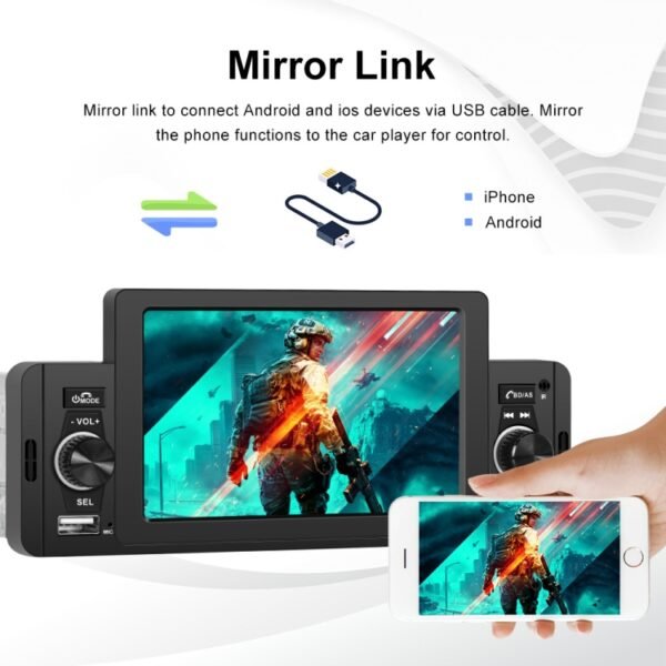 F133 5 inches Car MP5 Wired CarPlay Universal Bluetooth Player With Microphone, Style:, 5 inches Standard, 5 inches Standard+ 4 Lights Camera, 5 inches Standard+12 Lights Camera - Image 10