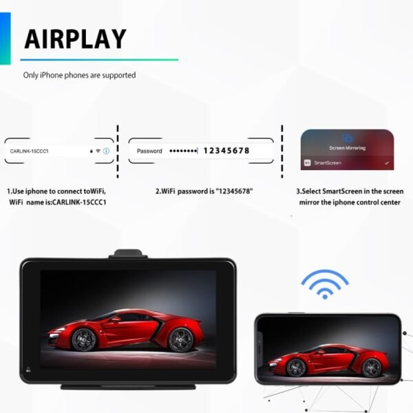 A3135 7 Inches HD Wired Smart Screen With Wireless CarPlay + Android Auto + Android, Without Camera, With Camera - Image 9