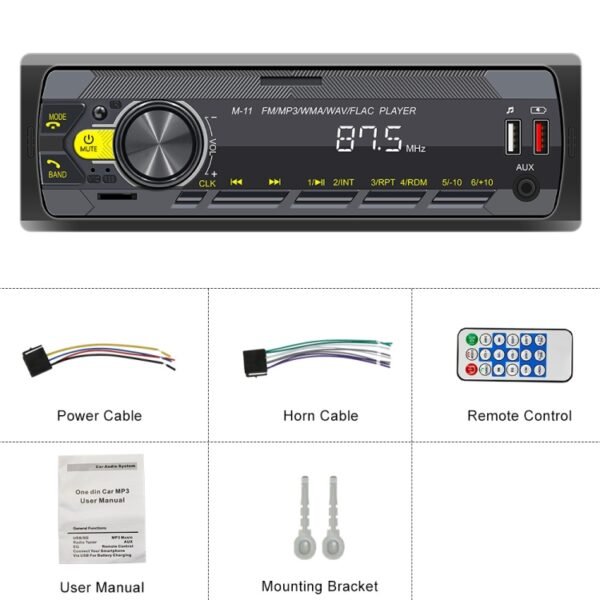 M11T Car Bluetooth MP3 Player ISO Interface EQ Sound Effect Fast Charge Colorful Button Radio, A3032 - Image 2