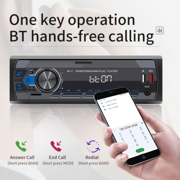 M11T Car Bluetooth MP3 Player ISO Interface EQ Sound Effect Fast Charge Colorful Button Radio, A3032 - Image 11