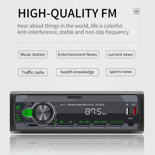 M11T Car Bluetooth MP3 Player ISO Interface EQ Sound Effect Fast Charge Colorful Button Radio, A3032 - Image 13