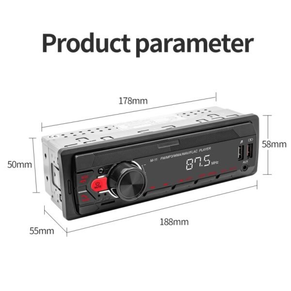 M11T Car Bluetooth MP3 Player ISO Interface EQ Sound Effect Fast Charge Colorful Button Radio, A3032 - Image 3
