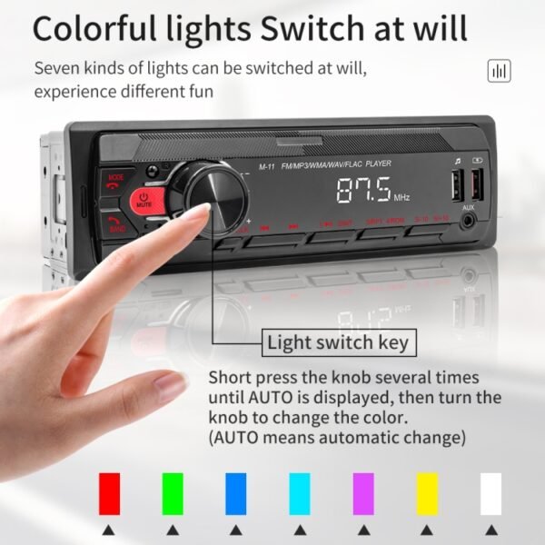 M11T Car Bluetooth MP3 Player ISO Interface EQ Sound Effect Fast Charge Colorful Button Radio, A3032 - Image 8