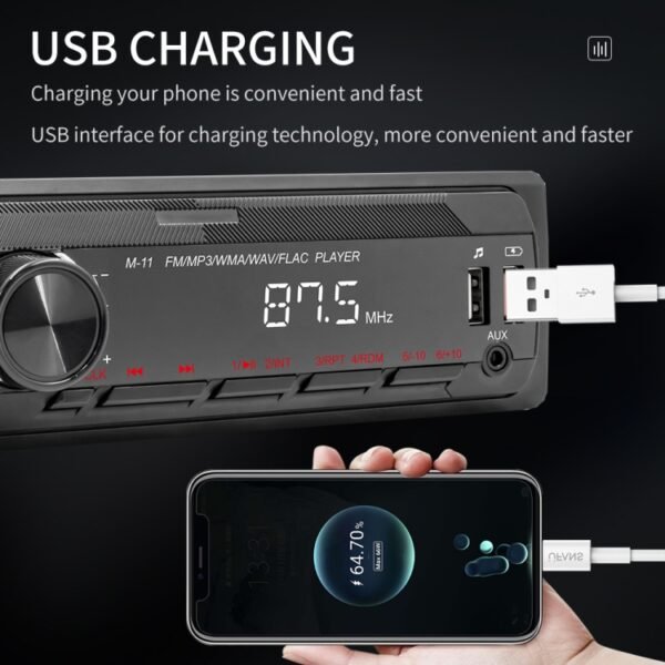M11T Car Bluetooth MP3 Player ISO Interface EQ Sound Effect Fast Charge Colorful Button Radio, A3032 - Image 9