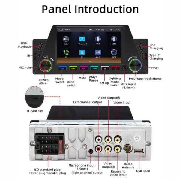 4.7 inch AUTO/CarPlay Navigation Bluetooth FM Radio Car MP5 Marquee, 161W - Image 4