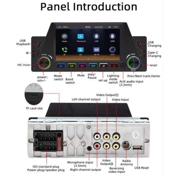 4.7 inch AUTO/CarPlay Navigation Bluetooth FM Radio Car MP5, 161C - Image 4