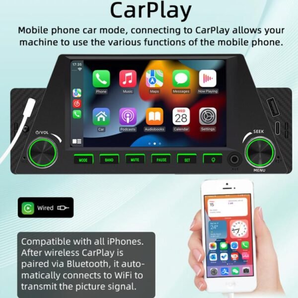 4.7 inch AUTO/CarPlay Navigation Bluetooth FM Radio Car MP5, 161C - Image 6