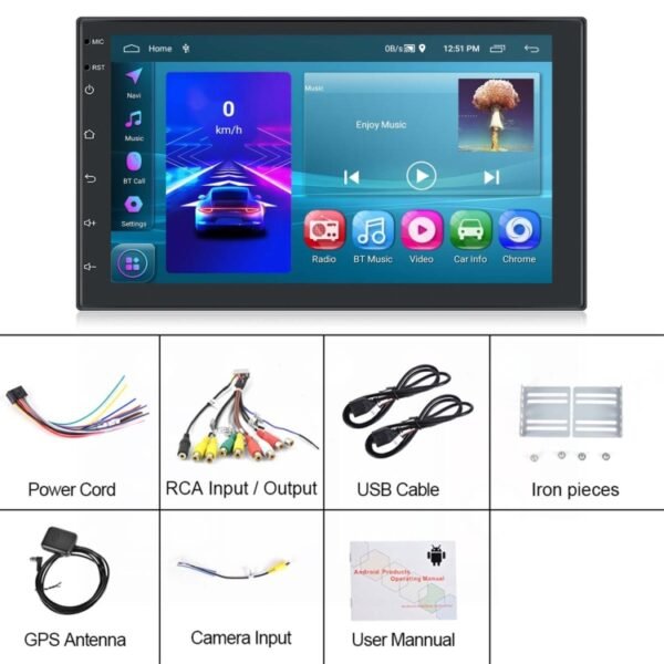 A3194 7 Inch Android 11 Central Control Carplay 2+32G Car Large Screen Navigation Reversing Video Player, Style:, Standard, Standard+AHD Camera - Image 15