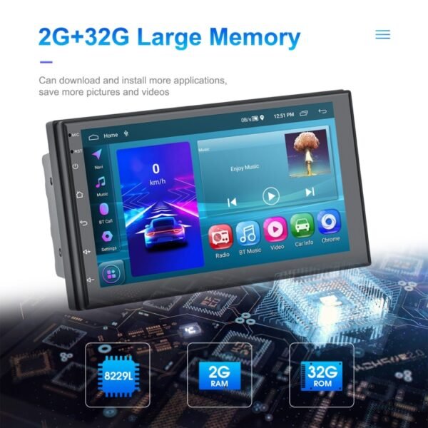 A3194 7 Inch Android 11 Central Control Carplay 2+32G Car Large Screen Navigation Reversing Video Player, Style:, Standard, Standard+AHD Camera - Image 12