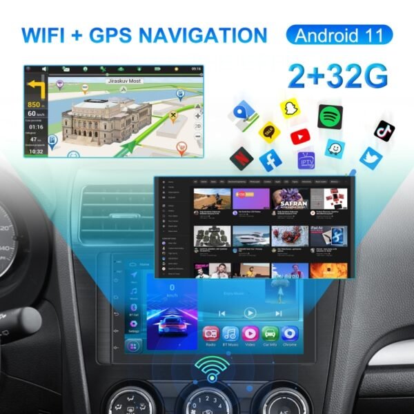 A3194 7 Inch Android 11 Central Control Carplay 2+32G Car Large Screen Navigation Reversing Video Player, Style:, Standard, Standard+AHD Camera - Image 13