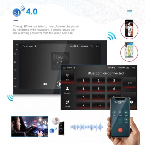 A3194 7 Inch Android 11 Central Control Carplay 2+32G Car Large Screen Navigation Reversing Video Player, Style:, Standard, Standard+AHD Camera - Image 8