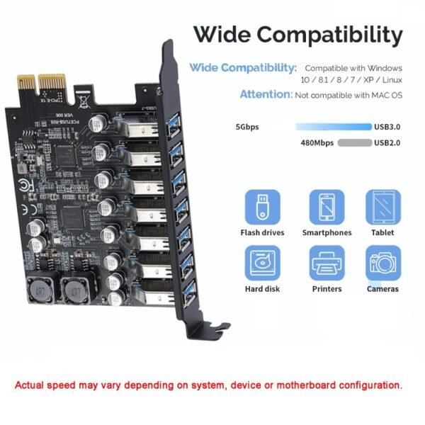 PCE7USB-R05  PCI-E To USB 3.2 GEN1 7-Port 19PIN Expansion Card Super Speed 5Gbps - Image 6