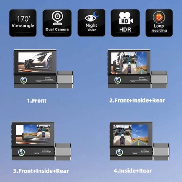 3 Lens Video HD 1080P Multi-Language Driving Recorder - Image 6