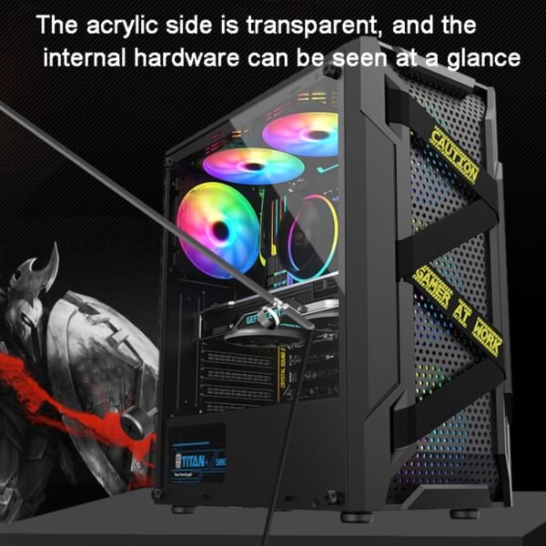 EVESKY Acrylic Side Transparent ATX Computer Case With 6 Fans Position And USB 3.0 Interface, Black, White - Image 9