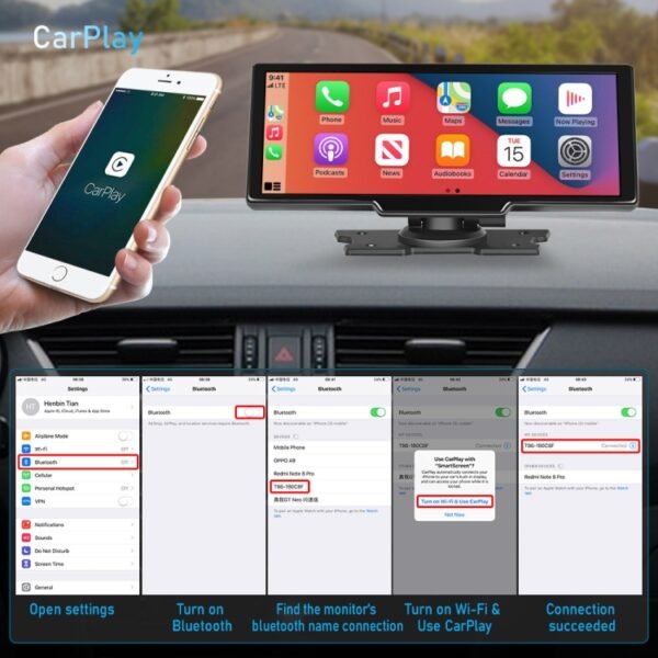 Car 10.26 Inch Portable Wireless CarPlay Display Android Auto Mobile Phone Screen - Image 7