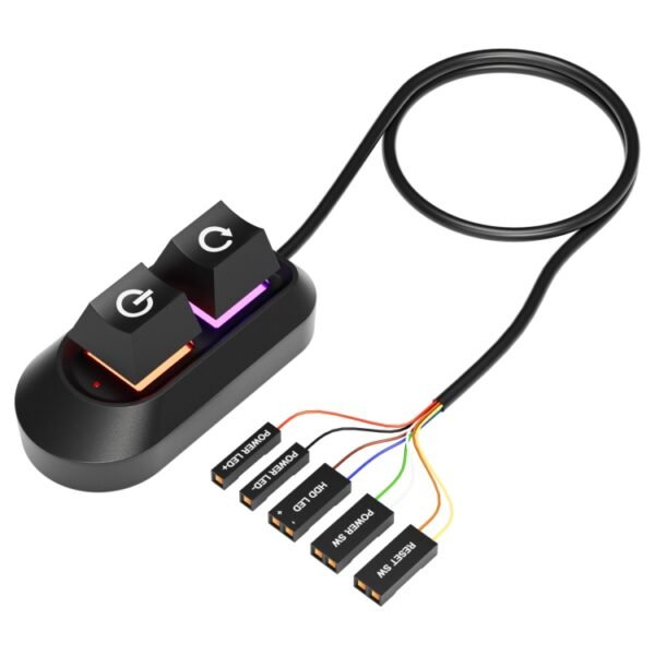Desktop Computer External Switch Restart Button Computer Power Extension Cable, Opaque, Rubberized Oil Translucent