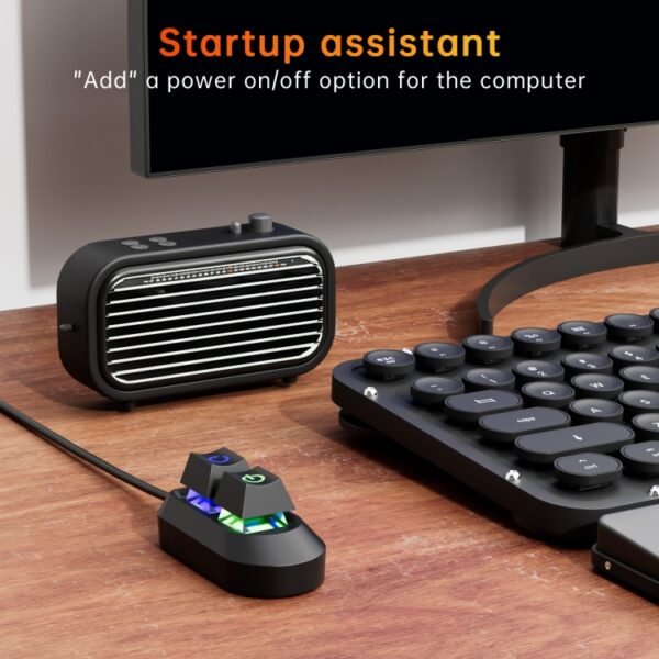 Desktop Computer External Switch Restart Button Computer Power Extension Cable, Opaque, Rubberized Oil Translucent - Image 2
