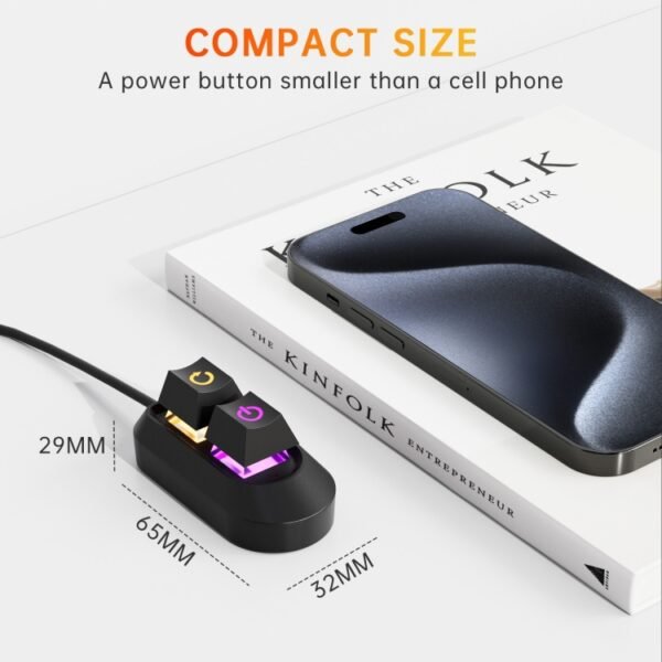 Desktop Computer External Switch Restart Button Computer Power Extension Cable, Opaque, Rubberized Oil Translucent - Image 6