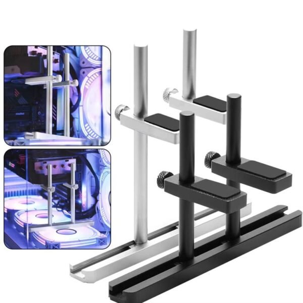 FinalCool Aluminum Alloy Adjustable Graphics Card Bracket Chassis Fan Position Graphics Holder Support, 8cm Black, 8cm Silver, 12cm Black, 12cm Silver - Image 2