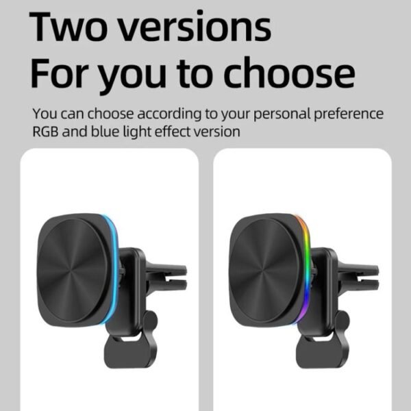For IPhone 12-16 Cell Phone Car Magnetic Wireless Charger Car Air Vent Holder Fast Charger, Blue Light (White), Blue Light (Black), RGB Light (White), RGB Light (Black) - Image 14